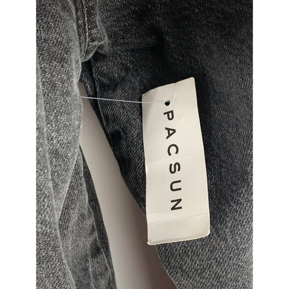 PacSun Sherpa Lined Denim Jean Jacket Womens Size Medium Large Black Moonstone - Picture 7 of 8